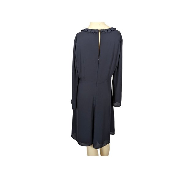 The LImited Collection long sleeve pleated collar navy blue‎ open back dress M - Picture 2 of 10